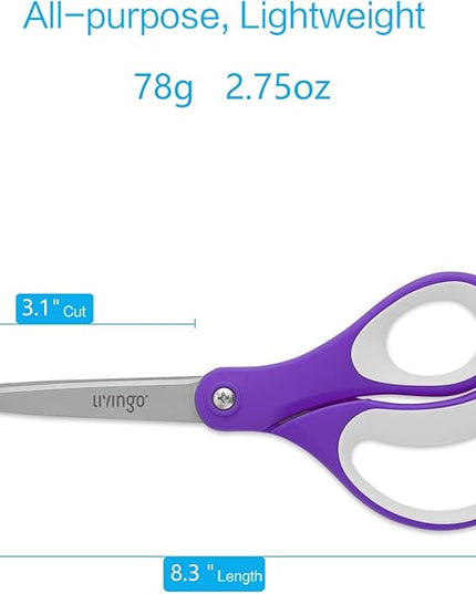 LIVINGO Scissors Bulk 24 Pack: 8” Sharp Scissors Set All Purpose for Office Middle High School Student Teacher Arts Crafts Supplies Cutting Wrapping Paper, Sewing Fabric Shears for Household