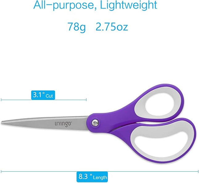 LIVINGO Scissors Bulk 24 Pack: 8” Sharp Scissors Set All Purpose for Office Middle High School Student Teacher Arts Crafts Supplies Cutting Wrapping Paper, Sewing Fabric Shears for Household