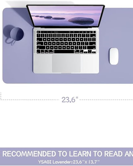 YSAGi Non-Slip Leather Desk Pad, Waterproof Laptop Computer Desk Keyboard Mat, Table Protector Blotter Mat, Large Mouse Pad for Office/Work/Home/Decor(Lavender, 23.6" x 13.7")