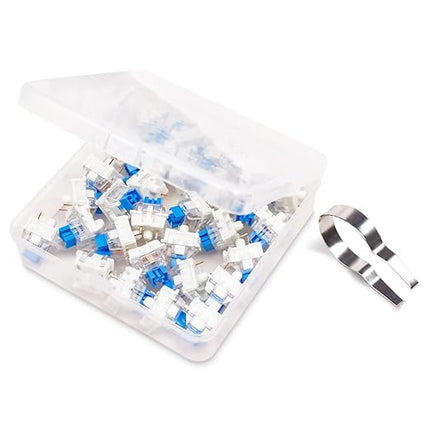 Outemu Blue Switches, 30-Pack, 3-Pin Clicky & Tactile (50gf) Dustproof RGB Key Switches, Cherry MX Compatible for Mechanical Keyboard