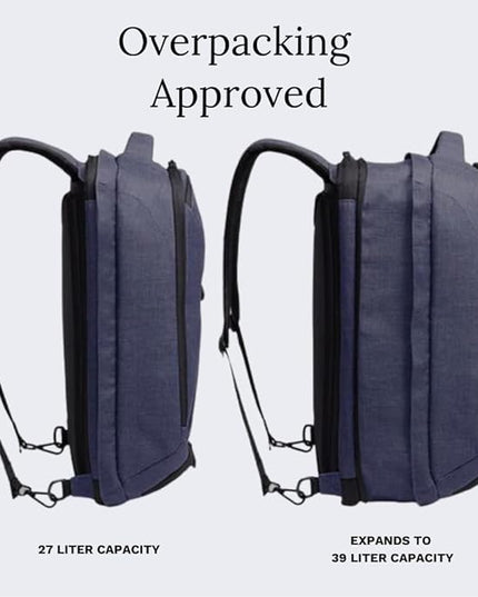 Knack Series 1 Laptop Backpack Fits up to 15 Inch - Knack Bags Carry-On Backpack, TSA Approved, Expandable Travel Backpacks With 3 Day Outfit Capacity (Dark Blue, Medium)