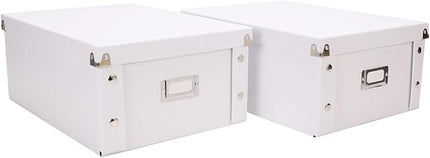 Snap-N-Store CD Storage Box - Pack of 1/2 - Durable Disc Holder with Lid to Store for Discs (2 Pack - Doublewide CD, White)