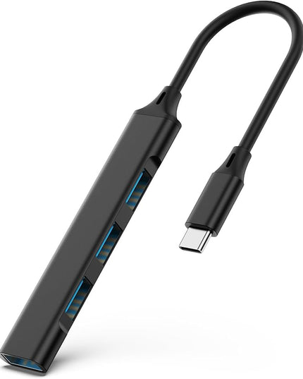 Mac USB C Adapter - Type C USB Adapter Hub with 4 Ports: 1 USB 3.0 + 3 USB 2.0, Ultra-Slim Aluminum Design, 5Gbps Transfer, Adapter for Mac USB C, Type C USB Hub (Black)