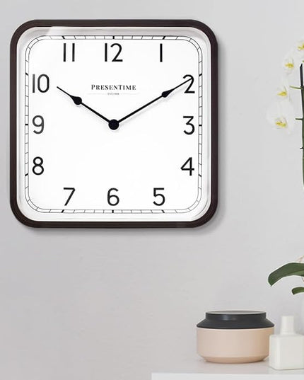 Presentime & Co. 16" Anton Modern Farmhouse Square Clock, Silent No Ticking, Wall Art and Timepiece for Home Decoration/Wall Décor, Oil Rubbed Bronze Color