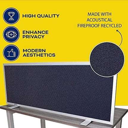 OBEX Acoustical Free Standing Privacy Screen, Cubicle Accessories Desk Privacy Panel, Desk Dividers for Office, Office Furniture Partitions Portable Sound Proof Dividers, 18" x 60", Slate