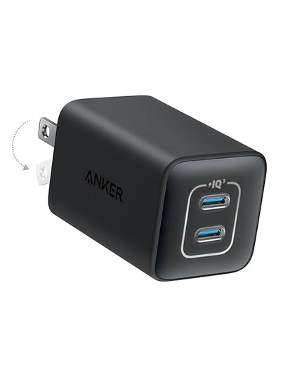 Anker Nano 47W USB C Charger, 2 Port Compact Foldable GaN Charger for iPhone 17 / 16, Galaxy, Pixel, Compatible with MagSafe (Black)