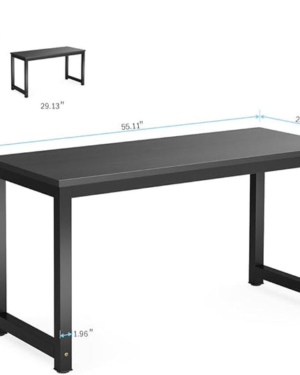 Tribesigns Computer Desk, 55 inch Large Office Desk Computer Table Study Writing Desk for Home Office, Black + Black Leg