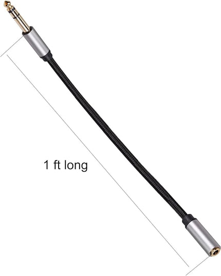 WISYIFIL 1/4 to 1/8 Headphone Cable Adapter, TRS Auxiliary Aux Cord 6.35mm Male to 3.5mm Female Stereo Jack Audio Adapter for Amplifiers,Guitar, Piano, Home Theater, Braided Cable 1ft (30cm)