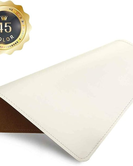 Mouse Pad, PU Mouse Pad，Leather Mouse Pad with Stitched Edge Micro-Fiber Base with Non-Slip Waterproof，Mouse Pad for Computers，Laptop, 8x11Inch (White)