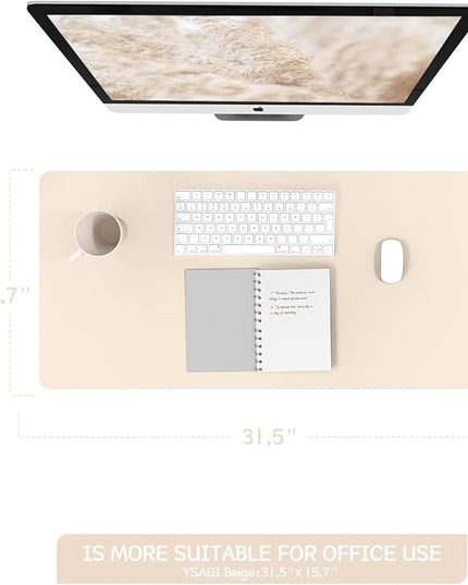 YSAGi Non-Slip Leather Desk Pad, Desk Matt for Desktop, Waterproof Laptop Computer Keyboard Mat, Table Protector Blotter Mat, Large Mouse Pad for Office/Work/Home/Decor(Beige, 31.5" x 15.7")