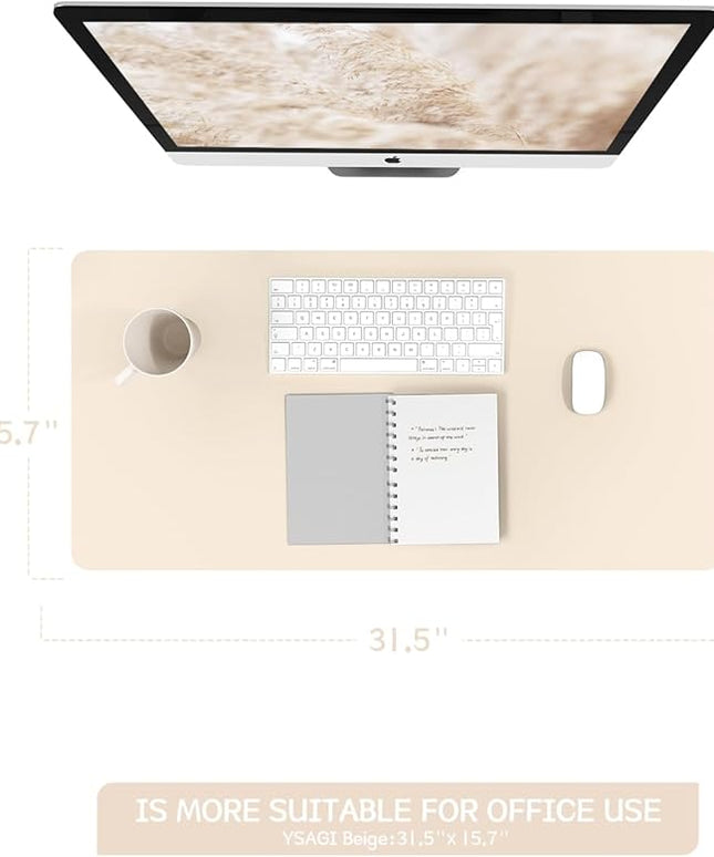 YSAGi Non-Slip Leather Desk Pad, Desk Matt for Desktop, Waterproof Laptop Computer Keyboard Mat, Table Protector Blotter Mat, Large Mouse Pad for Office/Work/Home/Decor(Beige, 31.5" x 15.7")
