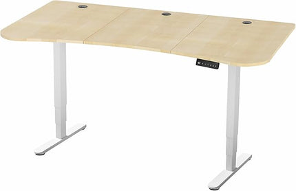 VIVO Electric 63 x 32 in Dual Motor Standing Desk, Memory Height Adjustment, 2B Series, Light Wood Top White Frame, DESK-KIT-2W1C
