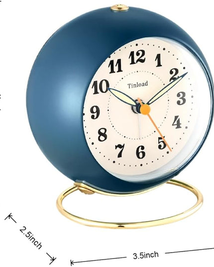 Tinload Analog Alarm Clock, Retro Simple Design Small Desk Clock with Manual Light, Battery Operated, Snooze, for Kids,Bedroom,Travel,Kitchen,Bedside Desktop(Blue)