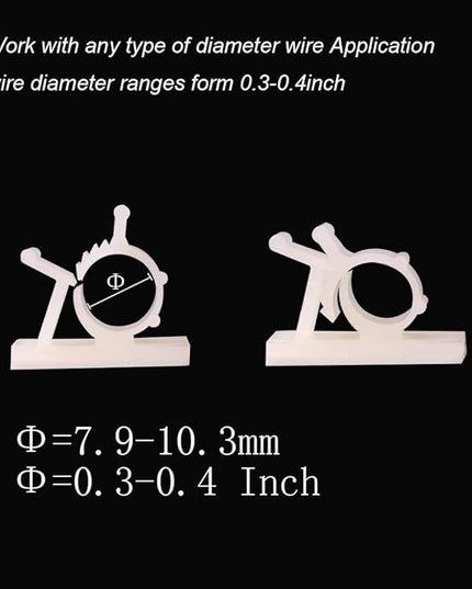 Viaky 30 Pieces White Adjustable Cable Clips Self-Adhesive Desk Organizer Nylon Wire Management Wire Holder