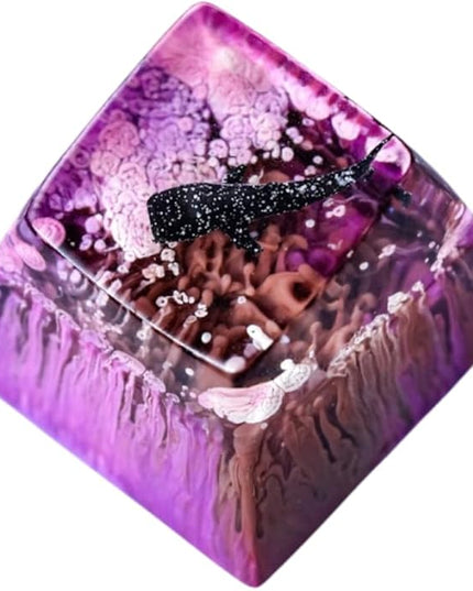 Whale Shark Artisan Keycap Purple and Maroon Ocean R1 SA Profile Custom Sea Creatures Keycaps 1U ESC Handmade Gaming Resin Key Cap Cherry MX Switch Compatible Mechanical Keyboard Sea Lover Gift