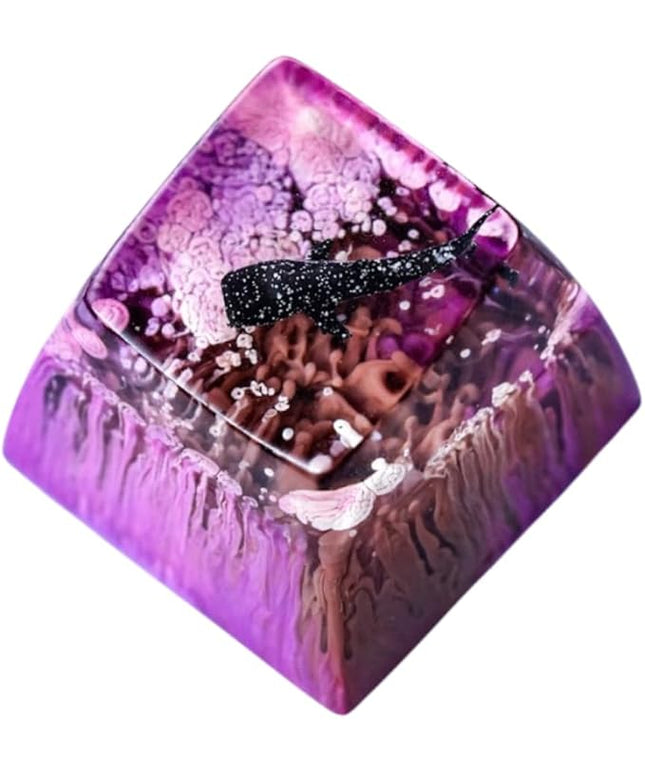 Whale Shark Artisan Keycap Purple and Maroon Ocean R1 SA Profile Custom Sea Creatures Keycaps 1U ESC Handmade Gaming Resin Key Cap Cherry MX Switch Compatible Mechanical Keyboard Sea Lover Gift