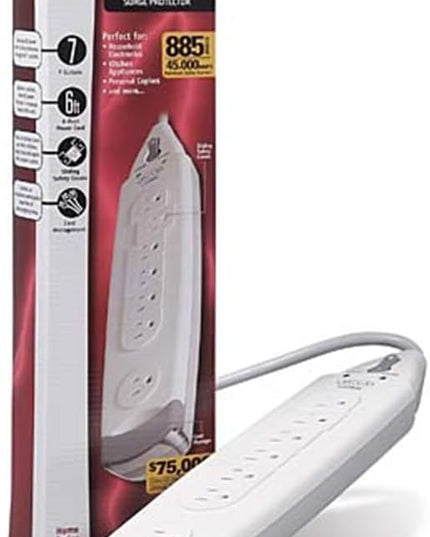 Belkin F9H700-06 7-Outlet SurgeMaster Home Series Power Strip Surge Protector with 6-Foot Power Cord, 785 Joules, White