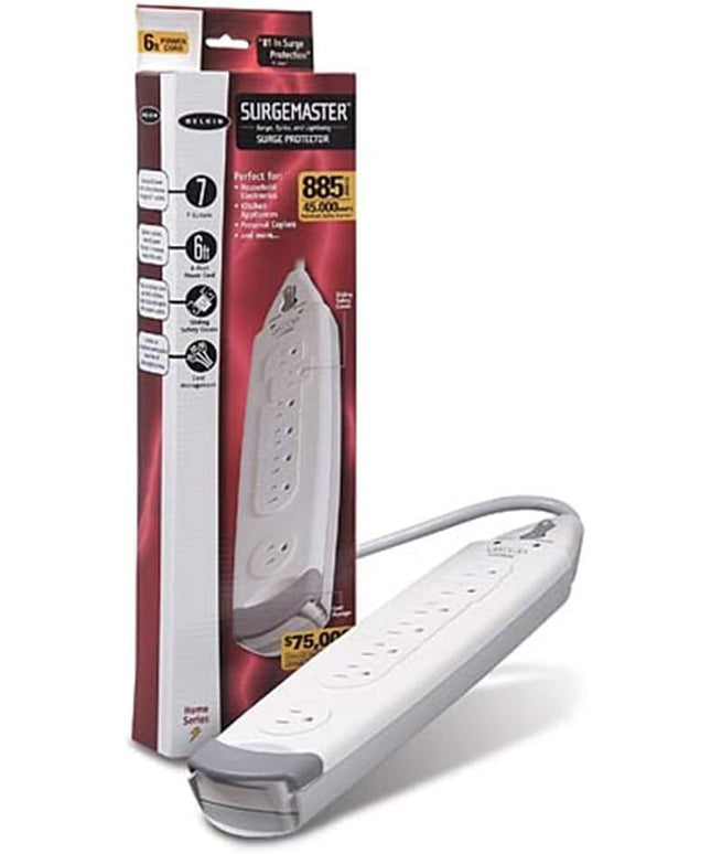 Belkin F9H700-06 7-Outlet SurgeMaster Home Series Power Strip Surge Protector with 6-Foot Power Cord, 785 Joules, White