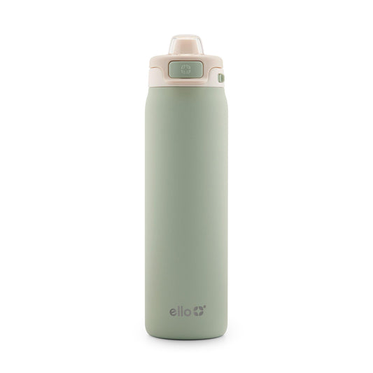 Ello Pop & Fill 22oz Stainless Water Bottle, Sip or Chug, Pistachio