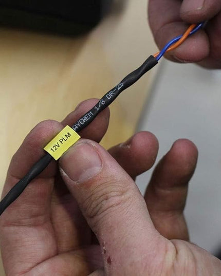 Rhino 18054 A18054 9mm Yellow Heat Shrink Replace for Rhino 5200 Heat Shrink Labels Compatible with DYMO Industrial Rhino 4200,6000, 6000+ Label Maker, 3/8" x 4.9', Black on Yellow, 4-Pack