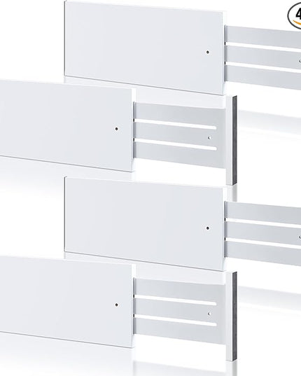 4 Pcs Deep Bamboo Drawer Dividers, Deep Kitchen Dresser Drawer Organizer with Spring Loaded for Clothes, Adjustable Expandable from 15-22 Inch(6 Inch,White)