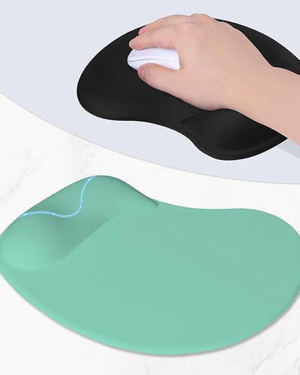ITNRSIIET Ergonomic Mouse Pad, Cushioned Gel Wrist Rest, Non-Slip Base, Smooth Surface, Compatible with All Mice for Office & Gaming, Desk Accessory, 9.5 x 8.2 inch, Mint Green