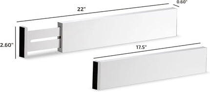 6 Pack Bamboo Drawer Dividers - 17" to 21.5" Expandable Adjustable Drawer Organizer for Kitchen Utensils, Large Drawer Divider, Clothes, Dresser, Bedroom, Bathroom, Desk Drawer Separator Set (White)