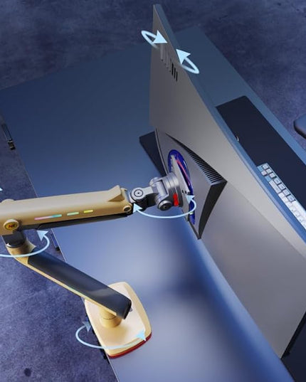 NB Gaming Monitor Arm or for 32 to 60 Inches Screen, Load up to 20 kg, VESA 75/100, RGB-Light, Heavy Duty, Multi Angle Adjustable, Premium Aluminum, Yellow
