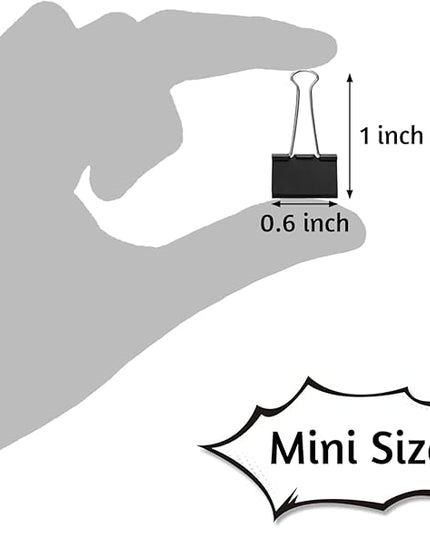 120 Pack Mini Binder Clips, Black Binder Clips, Small Paper Clips 15mm 5/8 Inch. Micro Size Office Clips for Home School Office and Business.
