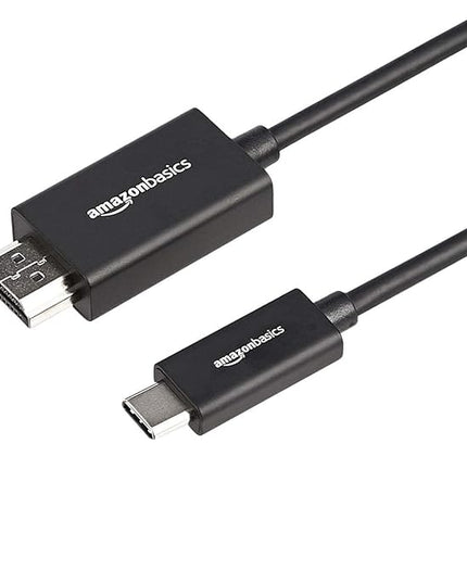 Amazon Basics Premium Aluminum USB-C to HDMI Cable Adapter, Thunderbolt 3 Compatible, 4K@60Hz, for Monitors, TVs, Tablets, 6-Foot, Black
