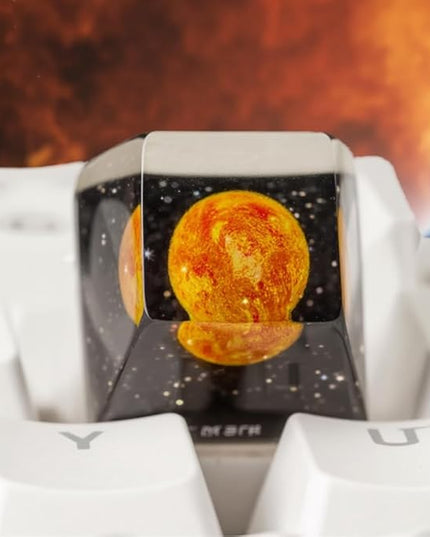 Mars Artisan Keycap R1 SA Profile Custom Solar System Planets Keycaps 1U ESC Handmade Resin Gaming Galaxy Planet Key Cap Cherry MX Switch Compatible Mechanical Keyboard for Space Lover Gift