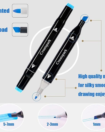 Alcohol Markers 120 Colors with Base Dual Tip Art Drawing Markers for Anime Sketch Illustrations - Refillable