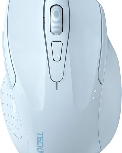 TECKNET Wireless Mouse (2.4G & BT5.0/3.0) Silent 4800 DPI Computer USB A & Bluetooth Mouse 6 Buttons, Wide Compatibility - Lightblue