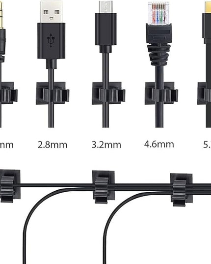 Viaky 30 Pcs Black Clips Self Adhesive Backed Nylon Wire Adjustable Cable Clips Adhesive Cable Management Drop Wire Holder