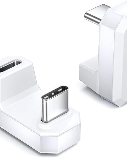 JSAUX 180° USB C to USB C Adapter 2 Pack, 180 Degree Angle Type C Male to Type C Female USB 4.0 / PD 100W Adapter, Compatible with ROG Ally, Steam Deck, Switch, Laptop, Tablet, Phone and More - White