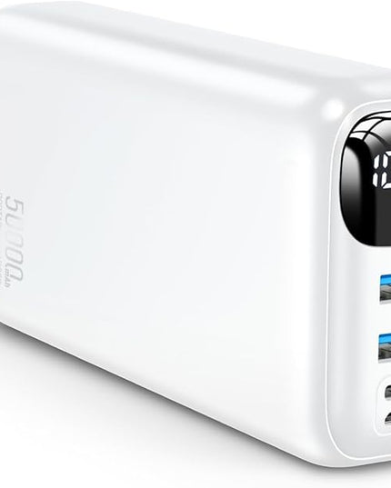 Portable Charger 50000mAh Power Bank - 22.5W Fast Charging External Battery Pack,USB-C Portable Phone Charger for iPhone 17/16/15/14/13 Pro Android Samsung, for Travel Camping Essential-White
