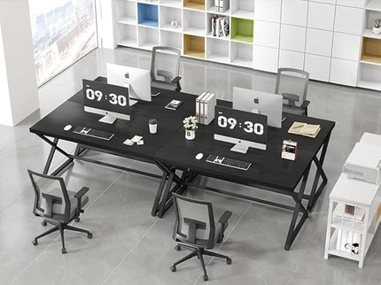 IBF Black Desk, Modern Computer Desk for Home Office, Industrial Simple Pc Gaming Writing Study Desk in Bedroom, Wood Metal Laptop Workstation Executive Work Computer Table, Black Oak, 55 Inch