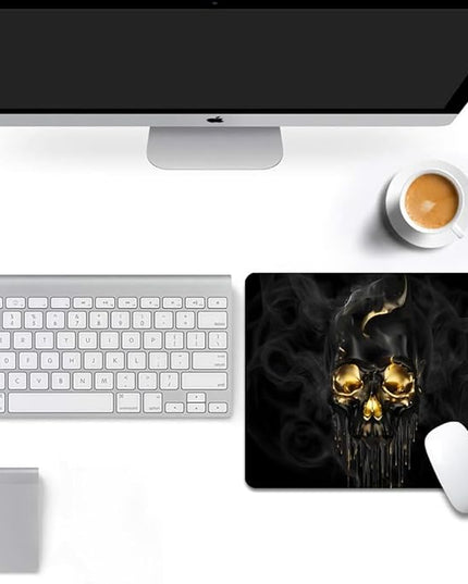Gold Black Skull Square Mouse pad, Texture, Waterproof, Anti Slip Rubber Base, Computer Mouse pad, Laptop Mouse pad