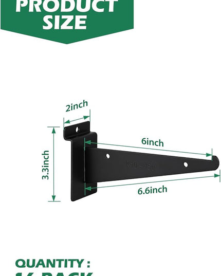 6 Inch Slatwall Shelf Bracket, Slatwall Accessories, Heavy Duty Slat Wall Shelf Bracket with Lip for Garage and Retail Display(16PC )
