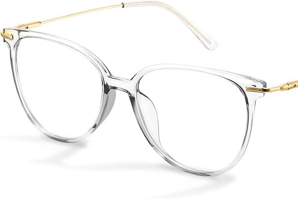 Gaoye Blue Light Blocking Glasses - Trending Round TR90 Frames, Metal Arms, UV400 Protection - Matching Soft Case