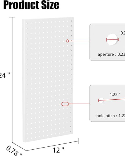4 PCS - 12" W x 24" H x 0.78" D Metal Pegboard Wall Organizer, Compatible with All 1/8" and 1/4" Hooks, Suitable for Wall Home, Garage Tool Storage, Office Organization, Craft Room, Kitchen