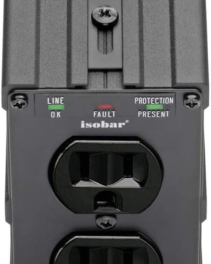 Tripp Lite Isobar ULTRABLOK Heavy Duty Outlet Extender, Wall Power Strip Surge Protector, 2 Outlets, Direct Plug-in, Black, Metal Power Strip, Industrial Garage Work Shop Bench