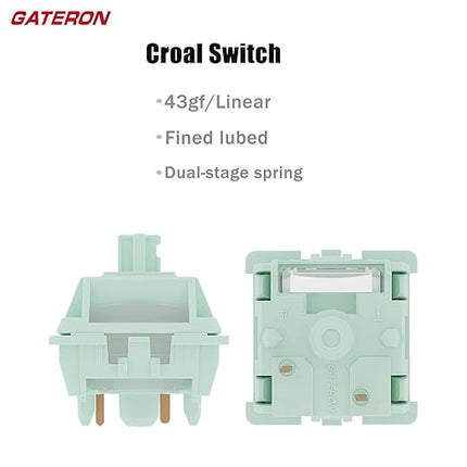 Gateron Coral Switches for mx Mechanical Keyboard,5-Pin 43gf/Smoothie Linear/Fine lubed/RGB/POM/Dual-Stage Spring Switches(36pcs)