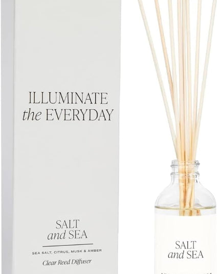 Sweet Water Decor Salt and Sea Reed Diffuser Set - Sea Salt, Citrus, Musk, and Amber Summer Scented Diffuser - Scent Diffusers for Home, Long Lasting Fragrance, Made in The USA