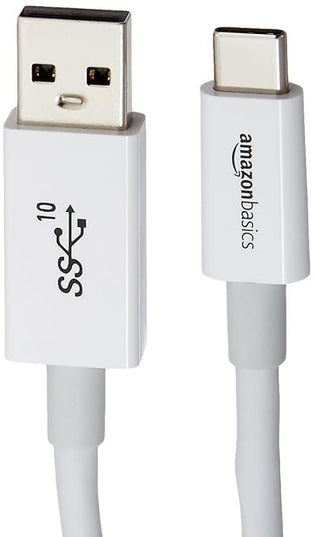 Amazon Basics USB-C to USB-A 3.1 Gen 2 High-Speed Charging Cable, 10Gbps, USB-IF Certified, for Apple iPhone 16/15, iPad, Samsung Galaxy, Tablets, Laptops, 3 Foot, White
