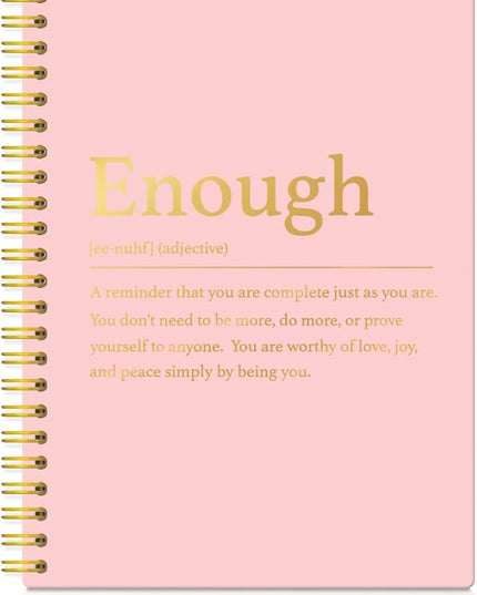 XQLZY Enough Definition Pink Gold Spiral Notebook, Resignation Retirement Promotion Inspirational Gifts for Woman Coworker Boss Friend, Self-Affirmation Gifts for Women, Inspirational Journal Present