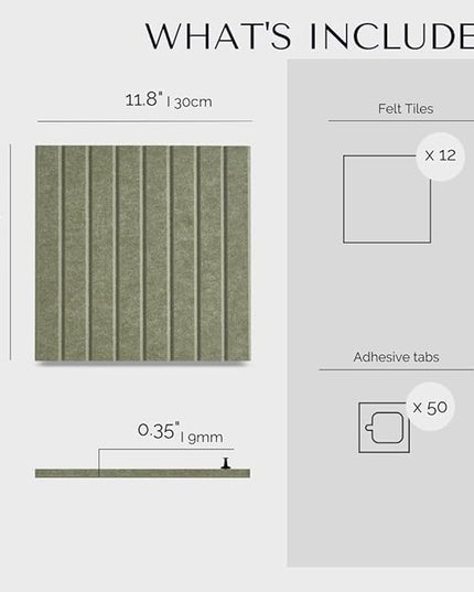 Large Bulletin Board 48x36- Office Wall Organizer, Replace Your Old Cork Boards for Walls for Office Decor -12-Pack Felt Wall Panels to Use in Home Office Decor, Classroom Decor (Khaki Green)