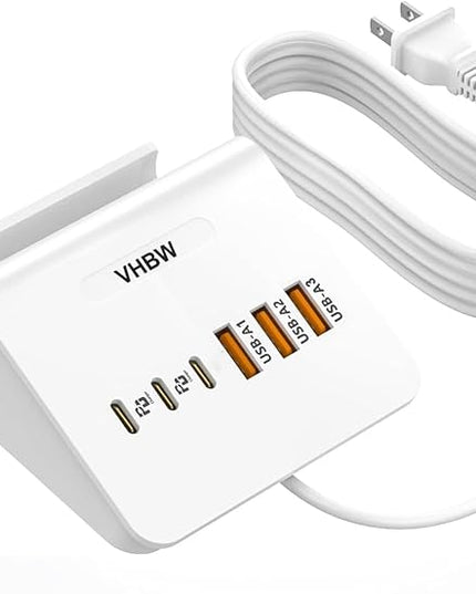 VHBW USB C Charger Block,6 Port 3A and 3C Multiple USB Charging Station,35W Fast USB C Charging Plug for iPhone 15/15pro/14/13/12,Samsung Galaxy S23/S22/S21,etc(6USB-3A3C-White)