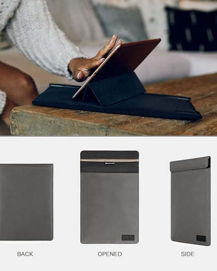 SLNT Faraday Bag Tablet Sleeve with Silent Pocket - Leather or Weatherproof Nylon, Signal Blocking Device Shielding for iPad, Samsung Galaxy Tab, Most Tablets, Privacy (Charcoal Grey Nylon, Large)