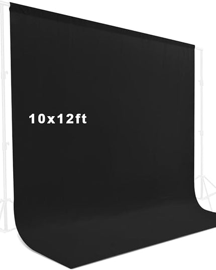 10X12ft Black Backdrop, LCUIRC Photo Backdrop Curtain Polyester Background for Portraits Pet Photoshoot and Birthday Party Halloween Decoration